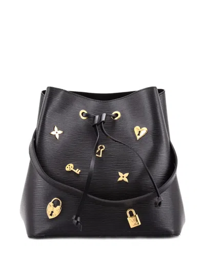 Pre-owned Louis Vuitton Neonoe Handbag Love Lock Epi Leather Bucket Bag In Black