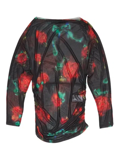 Bimba Y Lola Roses-print Ruched-detail T-shirt In Multi