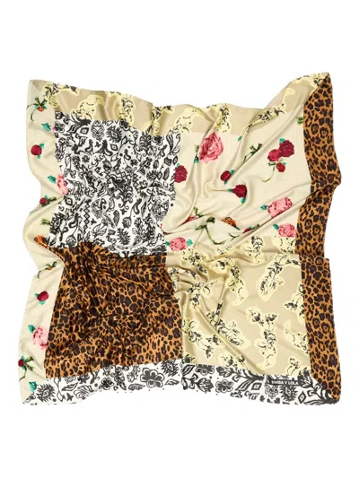 Bimba Y Lola Floral-print Patchwork Scarf In Multi