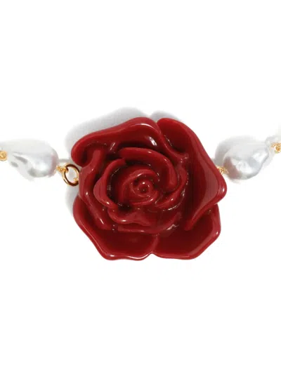 Bimba Y Lola Rose Pearl Necklace In White