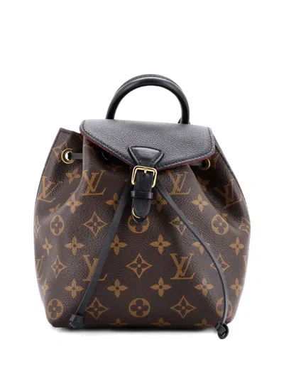Pre-owned Louis Vuitton Montsouris Nm Monogram Canvas With Leather Bb Backpack In Black