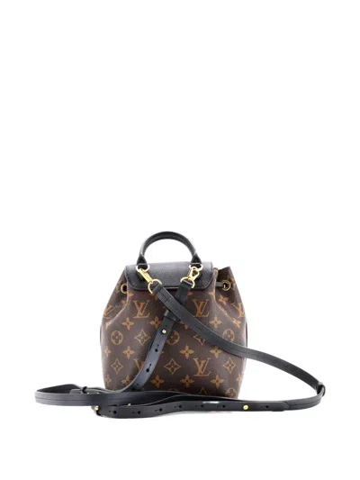 Pre-owned Louis Vuitton Montsouris Nm Monogram Canvas With Leather Bb Backpack In Black