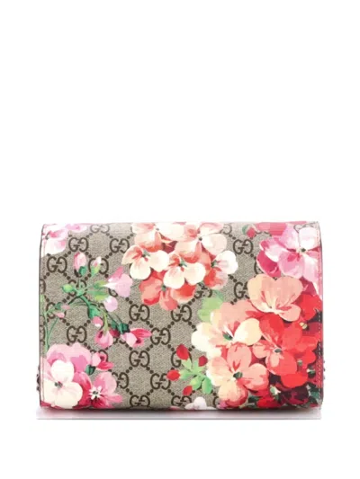 Pre-owned Gucci Dionysus Chain Wallet Blooms Print Gg Coated Canvas Small Crossbody Bag In Brown
