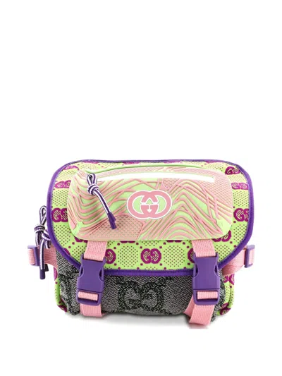 Pre-owned Gucci Buckle Flap Chest Strap Gg Fabric With Rubber Backpack