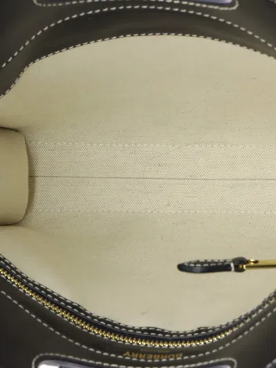 Pre-owned Burberry Logo Pocket Tote Canvas With Leather Mini Crossbody Bag In Gray