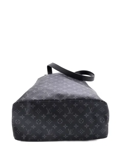 Pre-owned Louis Vuitton Cabas Light Drawstring Bag Monogram Eclipse Canvas Shoulder Bag In Black