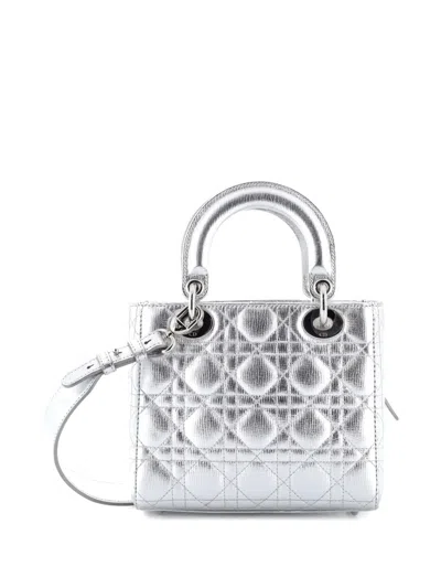 Pre-owned Dior My Abc Lady  Bag Metallic Cannage Quilt Leather Shoulder Bag In Green