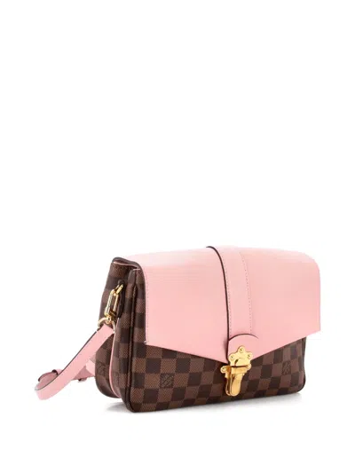 Pre-owned Louis Vuitton Clapton Handbag Damier And Leather Pm Crossbody Bag In Brown