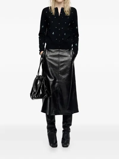 Bimba Y Lola Embellished Buttoned Cardigan In Black