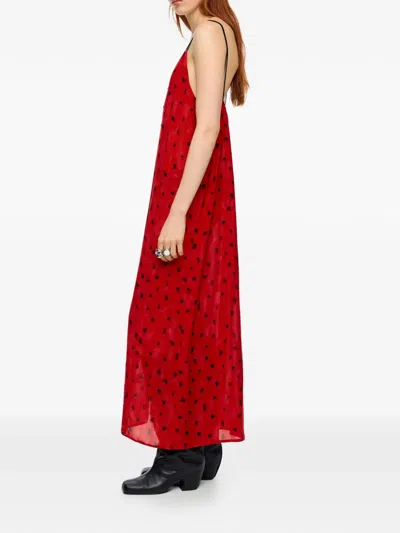 Bimba Y Lola Button-up Polka-dot Maxi Dress In Red