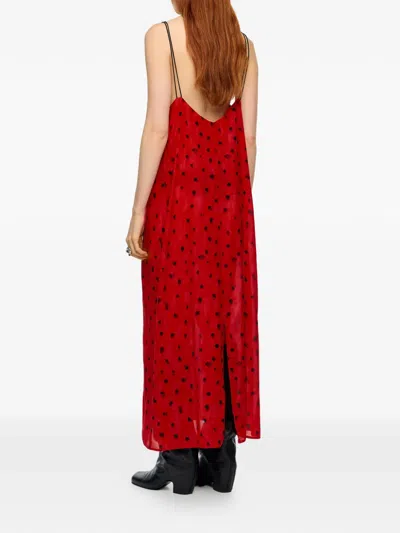 Bimba Y Lola Button-up Polka-dot Maxi Dress In Red