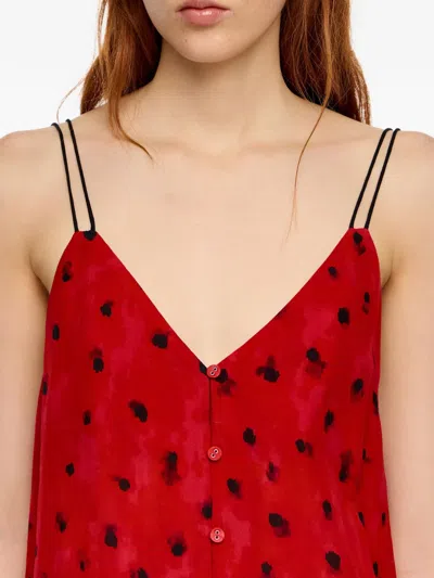Bimba Y Lola Button-up Polka-dot Maxi Dress In Red