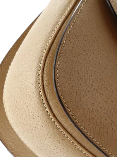 Pre-owned Gucci Vintage Convertible Bamboo Top Handle Bag Leather Small Satchel In Neutral