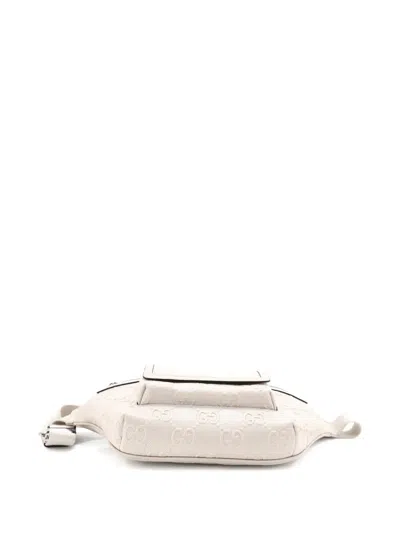 Pre-owned Gucci Front Pocket Gg Embossed Perforated Leather Belt Bag In Neutral