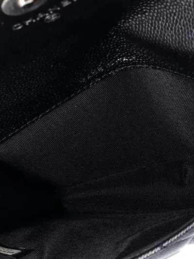 Pre-owned Chanel My Everything Flap Card Holder Quilted Caviar Belt Bag In Black