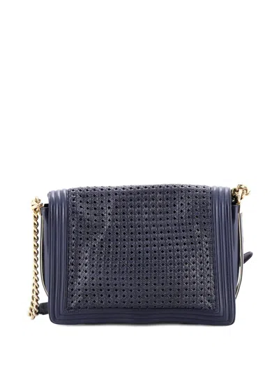 Pre-owned Chanel Boy Flap Bag Braided Sheepskin Large Shoulder Bag In Black