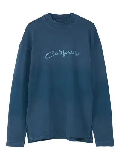 Erl California Long-sleeve T-shirt In Blue