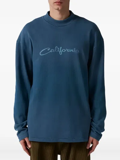 Erl California Long-sleeve T-shirt In Blue