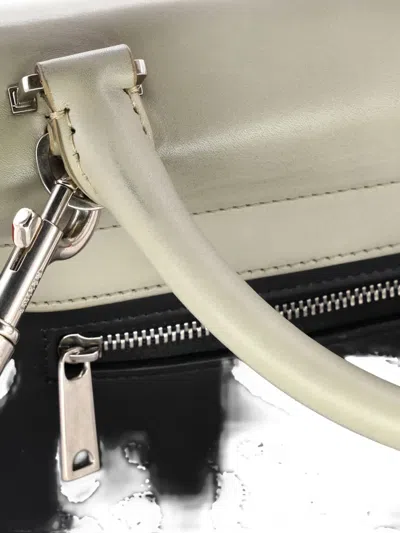 Pre-owned Celine Tricolor Trapeze Bag Leather Small Satchel In Black