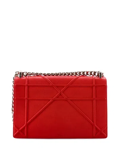 Pre-owned Dior Ama Flap Bag Grained Calfskin Medium Crossbody Bag In Red