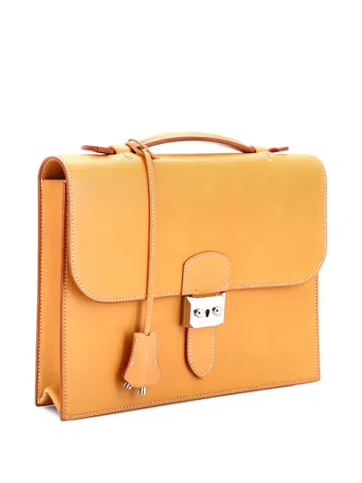 Pre-owned Hermes Sac A Depeches Bag Vache Natural 27 Satchel In Brown