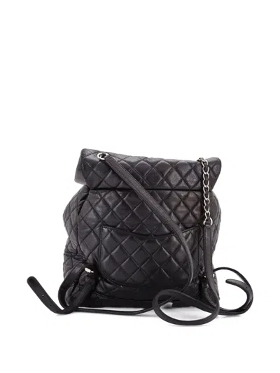 Pre-owned Chanel Urban Spirit Quilted Lambskin Large Backpack In Black