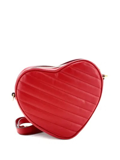 Pre-owned Gucci Interlocking G Heart Diagonal Quilted Leather Mini Shoulder Bag In Red