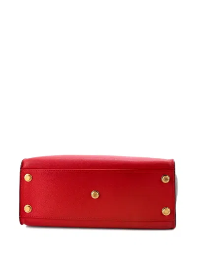 Pre-owned Louis Vuitton On My Side Leather With Monogram Canvas Mm Tote Bag In Brown