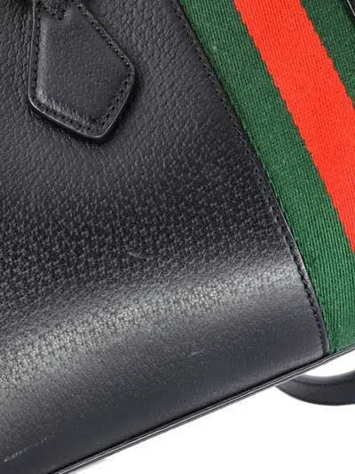 Pre-owned Gucci Ophidia Boston Bag Leather Medium Satchel In Black