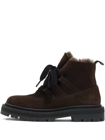 Bimba Y Lola 35mm Lace-up Leather Boots In Brown