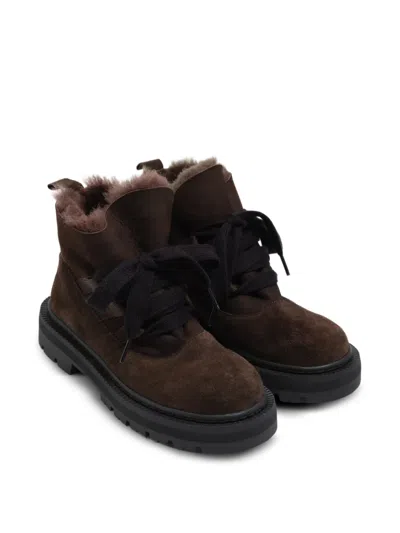Bimba Y Lola 35mm Lace-up Leather Boots In Brown