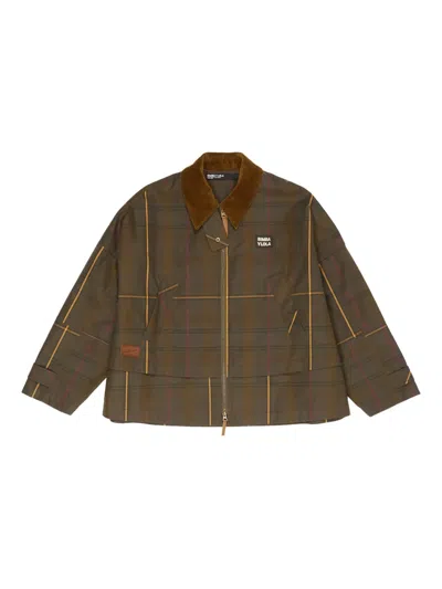 Bimba Y Lola Check Corduroy-collar Jacket In Brown