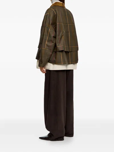 Bimba Y Lola Check Corduroy-collar Jacket In Brown