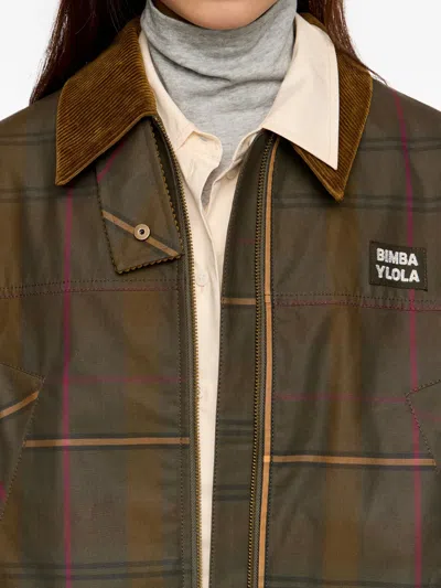 Bimba Y Lola Check Corduroy-collar Jacket In Brown