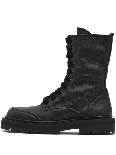 Bimba Y Lola 35mm Lace-up Zip Combat Boots In Black