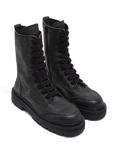 Bimba Y Lola 35mm Lace-up Zip Combat Boots In Black