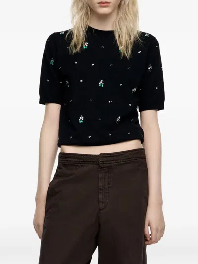Bimba Y Lola Embellished Short-sleeve Top In Brown