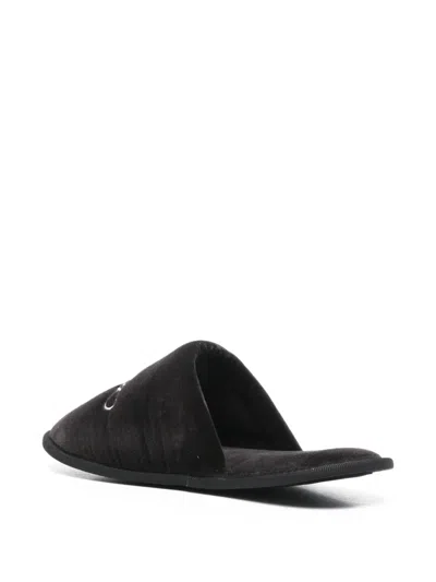 Frame Embroidered Slippers In Black