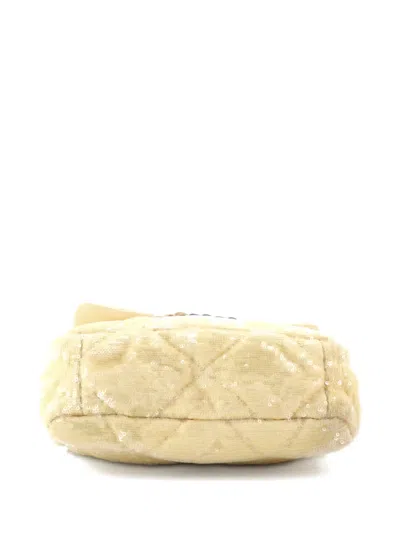 Pre-owned Chanel 19 Flap Bag Quilted Sequins Medium Shoulder Bag In Yellow