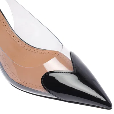 Alaïa Le Coeur Black Patent Leather High Slingback In Animal Print