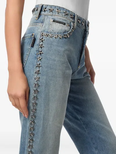 Philipp Plein Star Stud-detailing Jeans In Blue