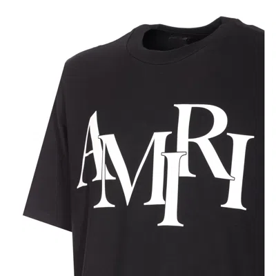 Amiri Cotton Staggered Logo T-shirt Men In Black