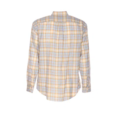 Auralee Long Sleeve Check Pattern Wool Shirt In Blue