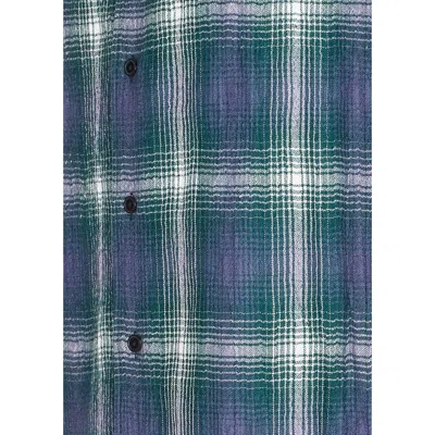 Auralee Lightweight Wool Plaid Long Sleeve Shirt In Blue