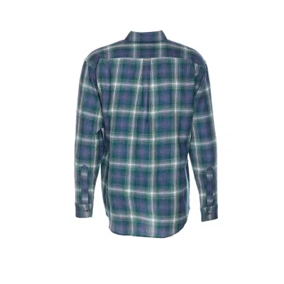 Auralee Lightweight Wool Plaid Long Sleeve Shirt In Blue