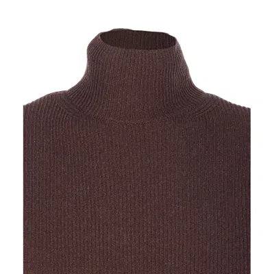 Auralee Fine Knit Turtleneck Long Sleeve Sweater In Brown