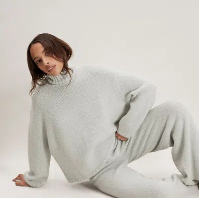 Lunya Cashmere Wool Wide Leg Pant Misty Stone In White