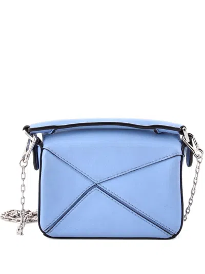 Pre-owned Loewe Puzzle Bag Leather Nano Crossbody Bag In Blue
