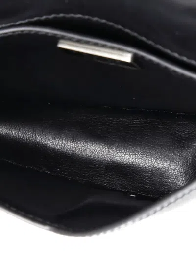 Pre-owned Prada Maxi Triangle Logo Chain Flap Bag Brushed Leather Small Crossbody Bag In Black