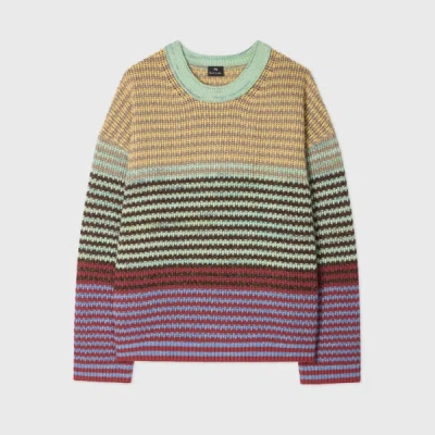 Ps By Paul Smith Women's Green Textured Stripe Knitted Sweater In Multi